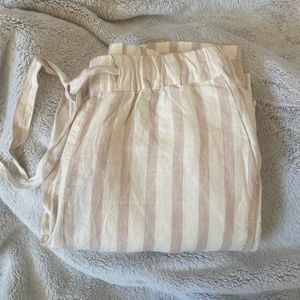 MANGO Striped Linen Pants